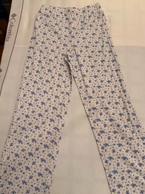 Women’s Blue Floral Ribbed Lounge Pants - Unbranded